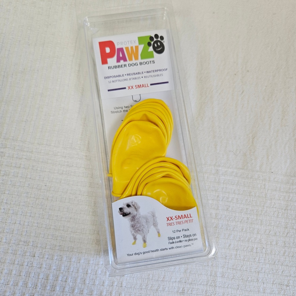 NEW‎ Pawz Rubber Dog Boots XX Small Yellow Booties